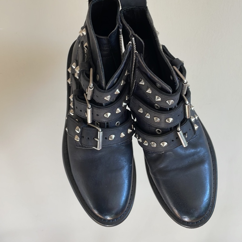 Zadig & Voltaire WORN ONCE! spike accent leather combat boot !!